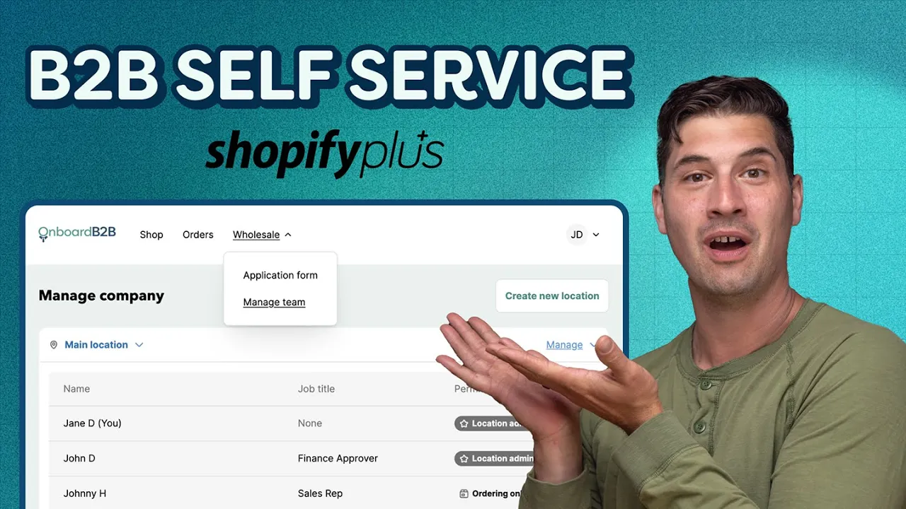 Self-service management for B2B buyers on Shopify B2B