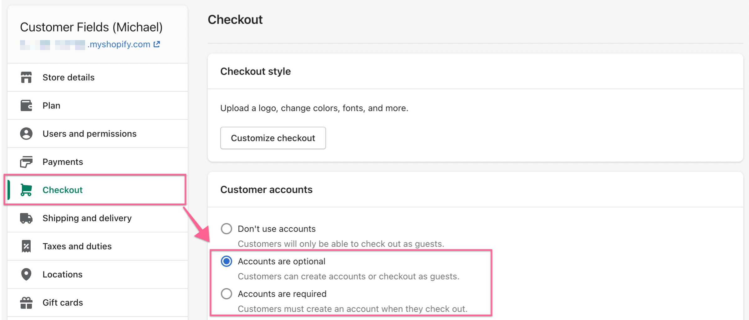 How to enable customer accounts in Shopify Customer Fields